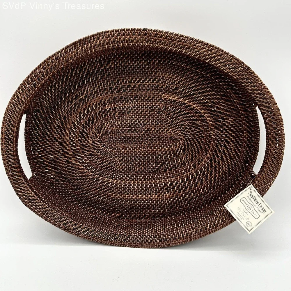 Southern Living Dillard's Oval Serving Tray Woven Nito Vine 18 Inch NWT